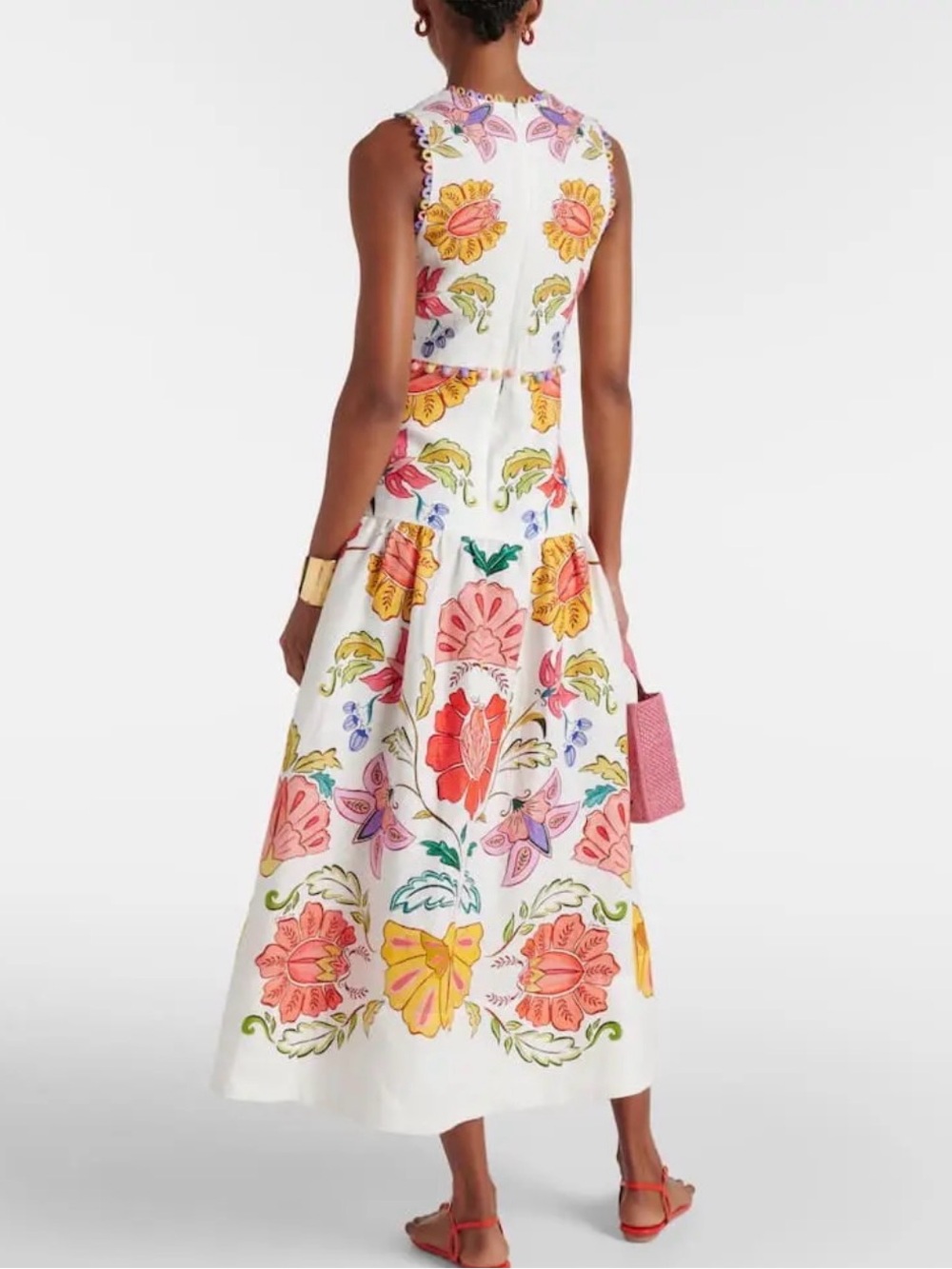 NWT FARM RIO Floral Insects Off-White V Neckline Sleeveless Maxi Dress - Picture 2 of 14